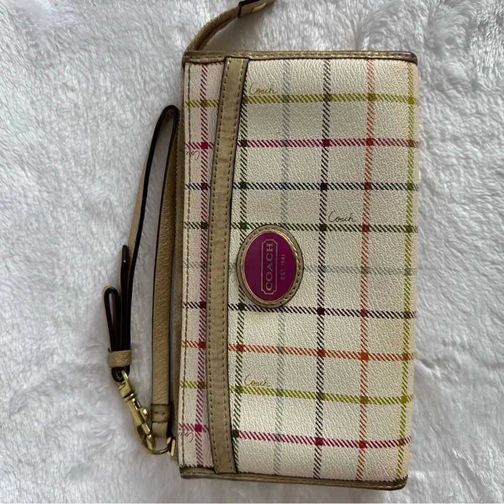 Coach Y2K Plaid Shoulder Bag with Matching Wristlet